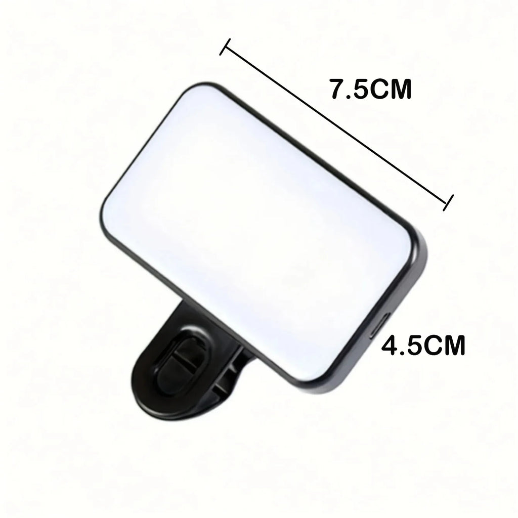 Veltora portable mini selfie fill light with adjustable brightness, clip-on design for phones and computers, rechargeable and three modes