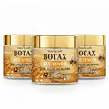 Veltora Botax Bee Venom Cream jar with label, 60g, shown with a smooth, rejuvenated skin background for deep wrinkle treatment.