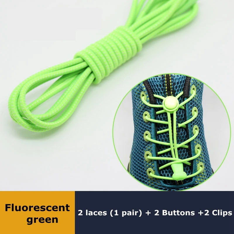 Veltora elastic no-tie sneaker shoelaces with locking mechanism, stretchy round rubber shoe strings for easy, secure fit.