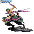 Veltora One Piece Roronoa Zoro 10cm PVC action figure with three blades, detailed anime collectible doll for kids and fans