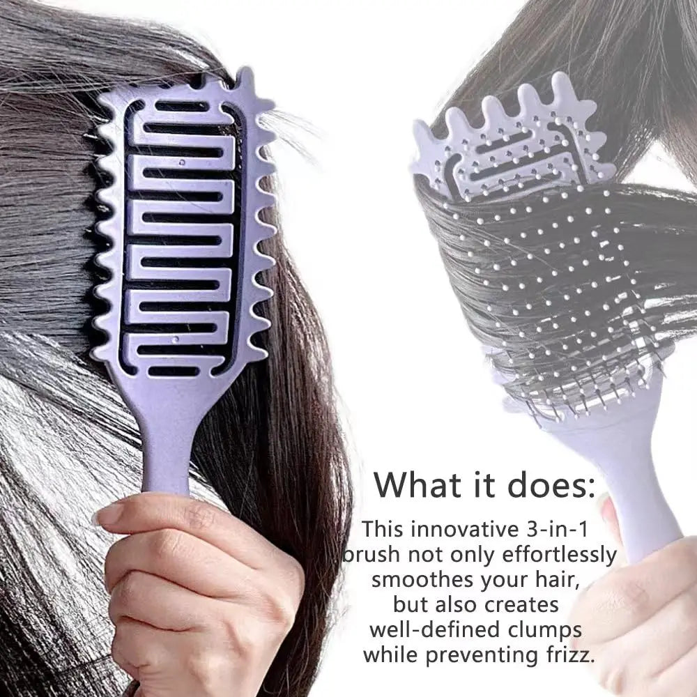 Veltora 3-in-1 curl defining styling brush for detangling, shaping, and defining curly hair, with a hollow-out design for easy use.