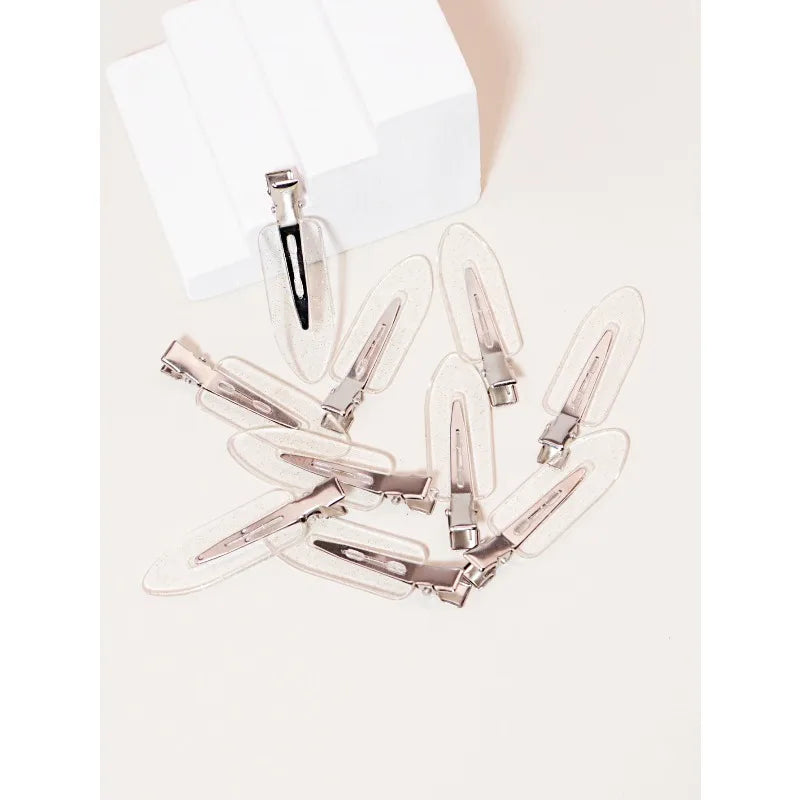 Set of 10 Veltora seamless transparent hair clips for girls, perfect for styling real hair, wigs, and makeup accessories.