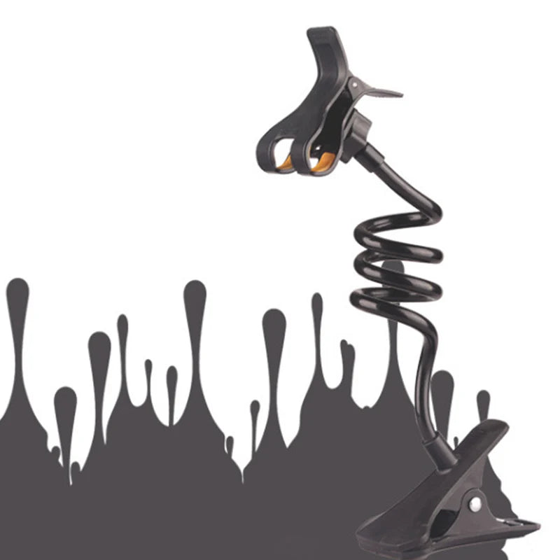 Veltora universal mobile phone holder with flexible, adjustable clip for bed, desk, or home use on smartphone stand