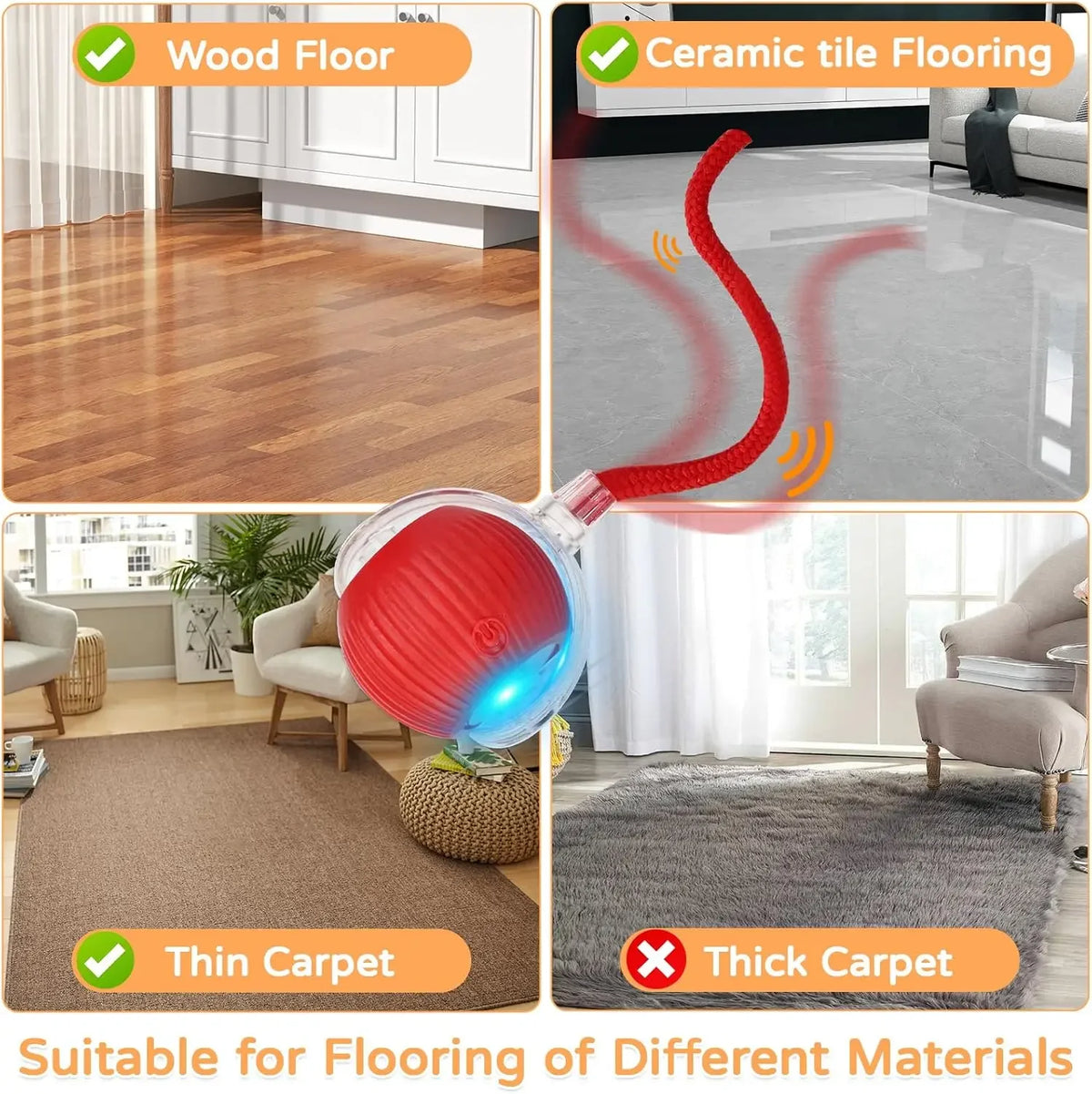 Veltora iLMH cat interactive ball toy with faux tail, automatic rolling, rechargeable smart pet electric toy mimicking a mouse.