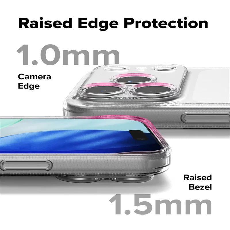Veltora ultra thin clear TPU phone case for iPhone models, transparent silicone cover showing sleek, slim design and precise cutouts.