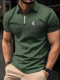 Veltora men's golf polo shirt with short sleeves, 3D print design, micro-elastic polyester, ideal for outdoor casual and streetwear.