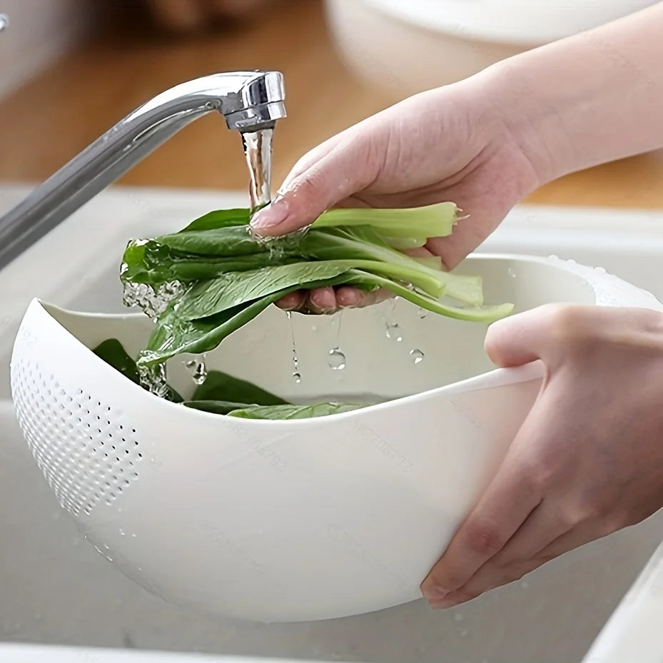 Veltora rice drainage basket and fruit and vegetable sieve, small kitchen tool for rinsing and draining produce or rice.