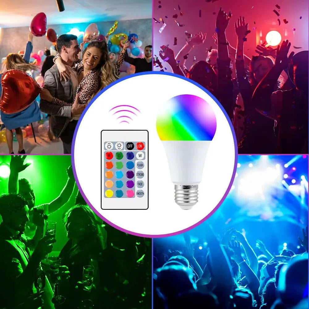 Veltora 16-color RGB LED bulb with remote control, E27 socket, dimmable, household lighting, colorful atmosphere light