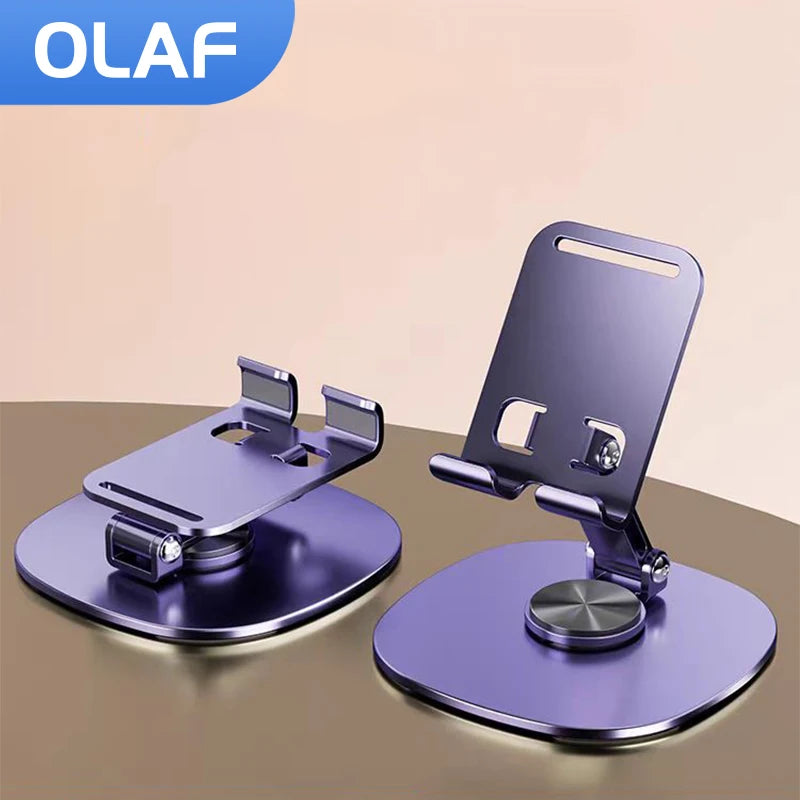 Veltora Olaf rotating table cell phone holder and desktop stand supporting iPad, Samsung, iPhone 15, 14, 13, mobile mount