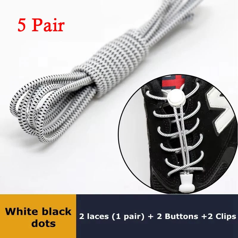Veltora elastic no-tie sneaker shoelaces with locking mechanism, round rubber stretch laces for casual and athletic shoes.