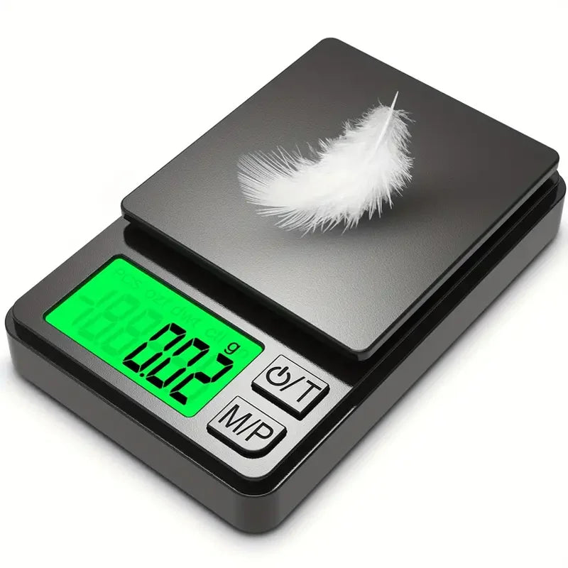 Veltora Precision Pocket Scale 1000g x 0.1g with backlit LCD, digital gram scale for food, jewelry, and travel use.