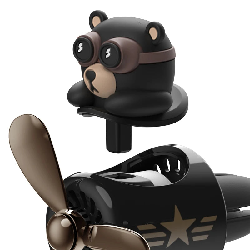 Veltora odorless DIY perfume airplane pilot bear car air freshener decoration with vent clip, fragrant diffuser for men