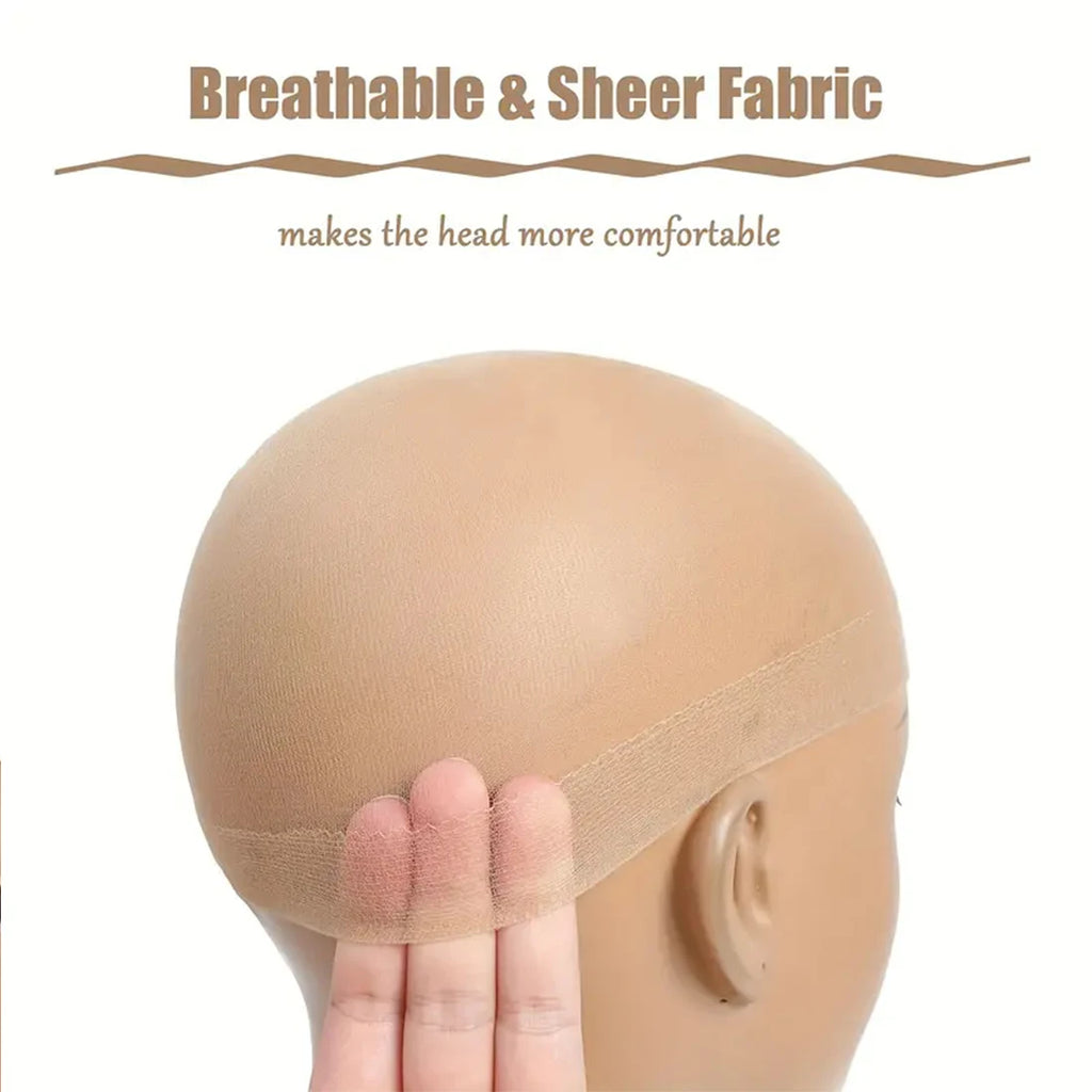 Transparent nylon wig cap from Veltora, elastic and high-quality, ideal for lace front wigs and bulk wig styling tools.