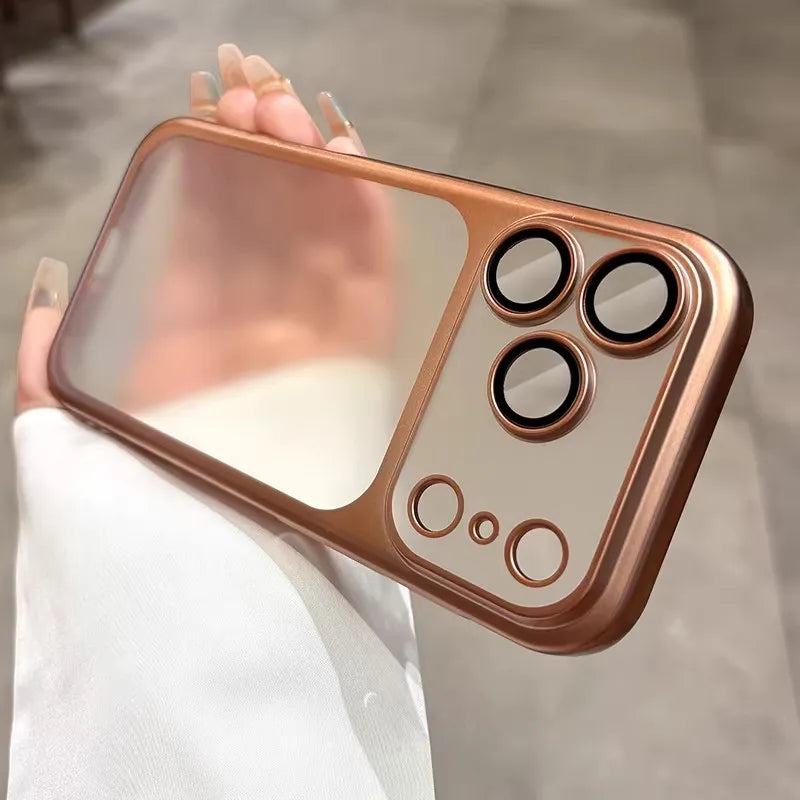 Veltora luxury nano matte translucent iPhone case with air lens protection for iPhone 13-18 Plus and Pro Max, matte backplate cover
