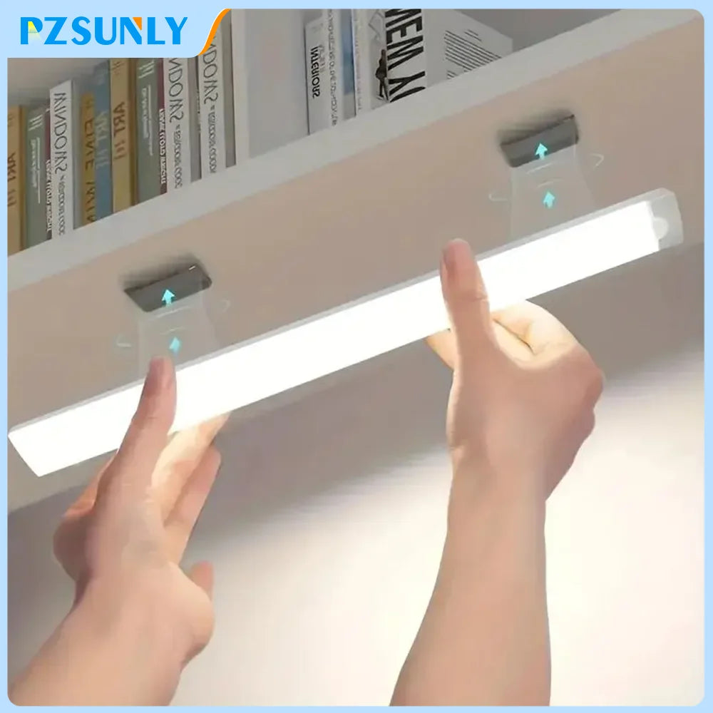 Veltora wireless LED motion sensor night light with rechargeable Type C, ideal for cabinets, wardrobes, staircases, and kitchens.