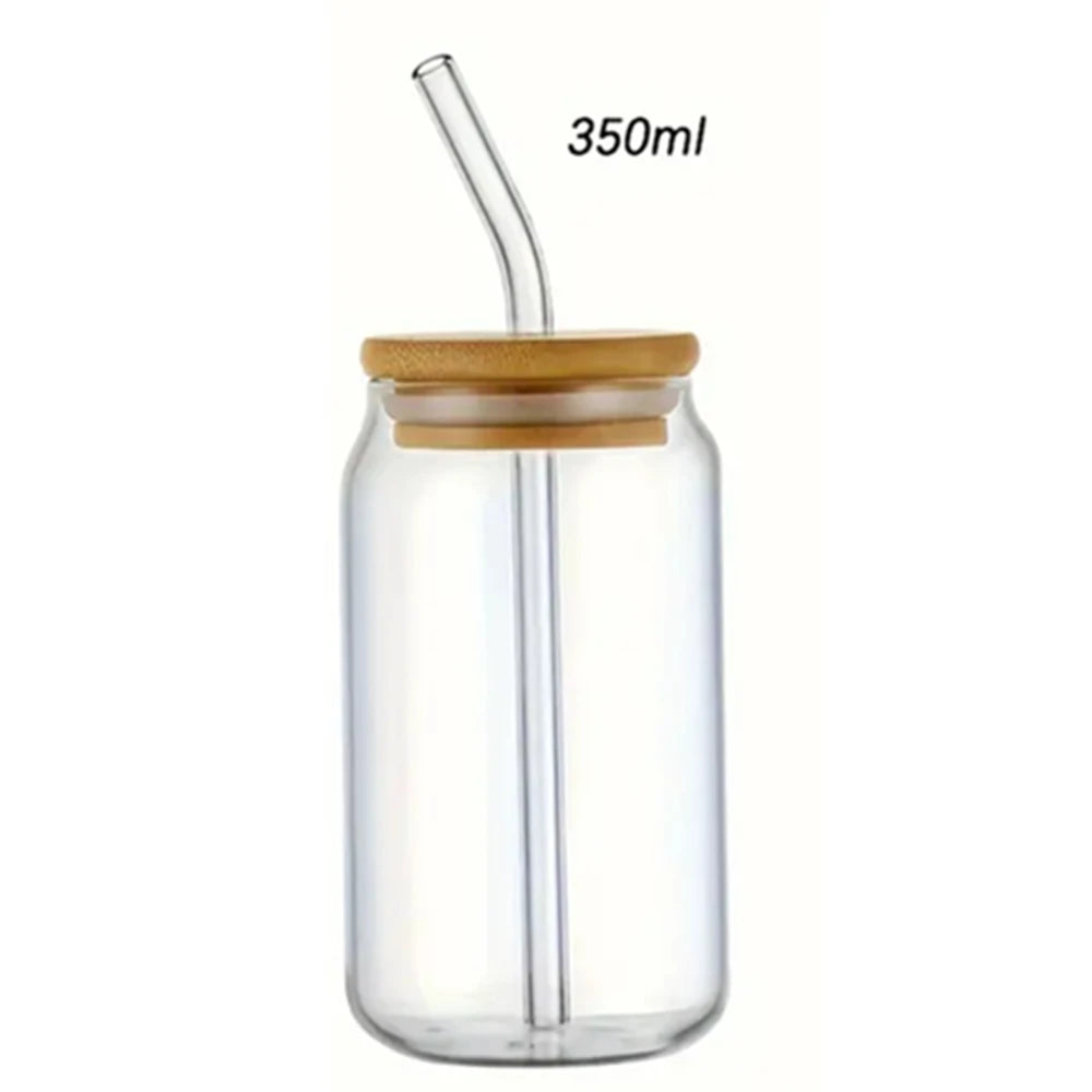 Veltora glass mason jar with bamboo lid and straw, 350ml/550ml, coffee mug or cocktail shaker, beer can shape for drinks and juice.