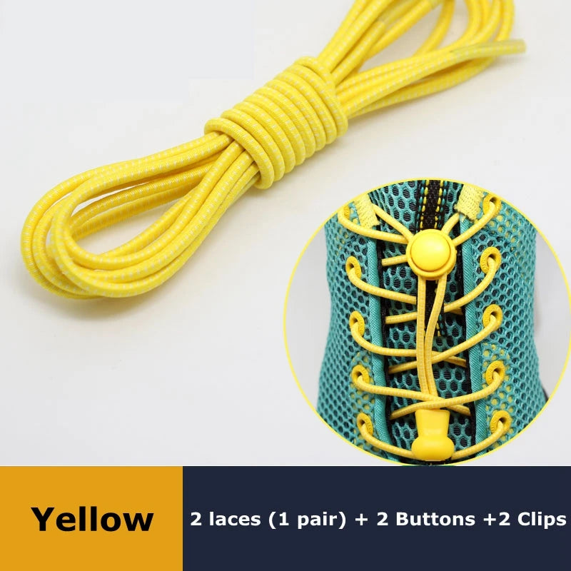 Pair of Veltora elastic no-tie sneaker laces with locking mechanism and round rubber shoestrings for easy stretch and secure fit