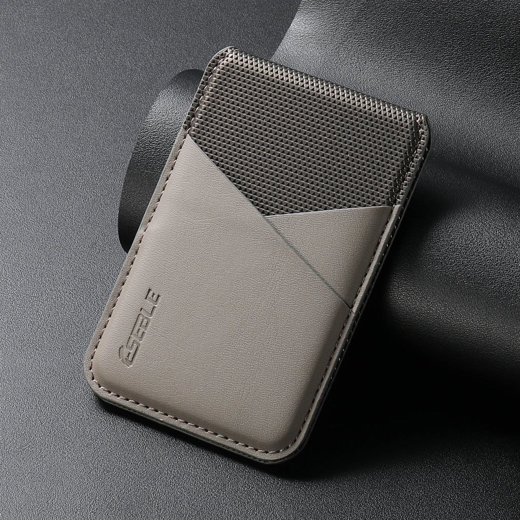 Veltora luxury leather wallet card holder bag for iPhone and Samsung Galaxy MagSafe accessories with slim geometric design.
