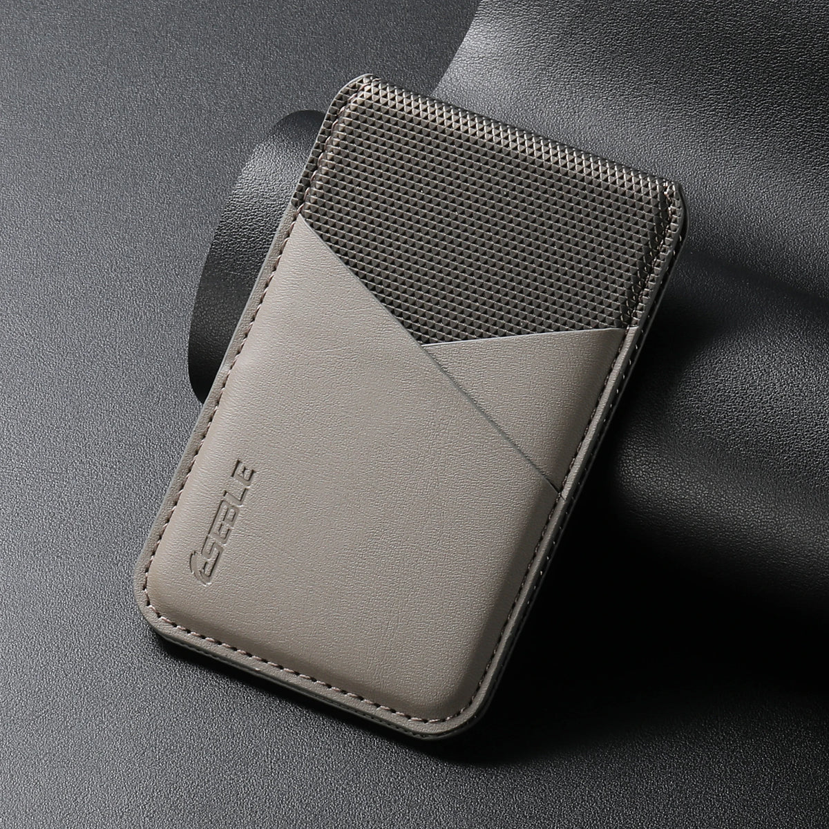 Veltora luxury leather wallet card holder bag for iPhone and Samsung Galaxy MagSafe accessories with slim geometric design.