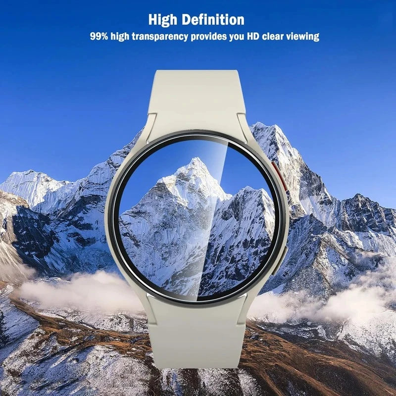 Veltora glass protective film for Samsung Galaxy Watch 7 Ultra and Series, 40mm to 47mm screen protector, clear and durable.