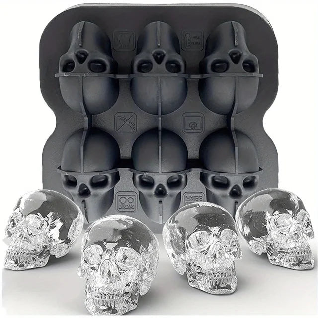 Veltora 4-cup silicone ice cube mold tray with Halloween skeleton design for making shot glasses, ideal for summer cocktails and parties.