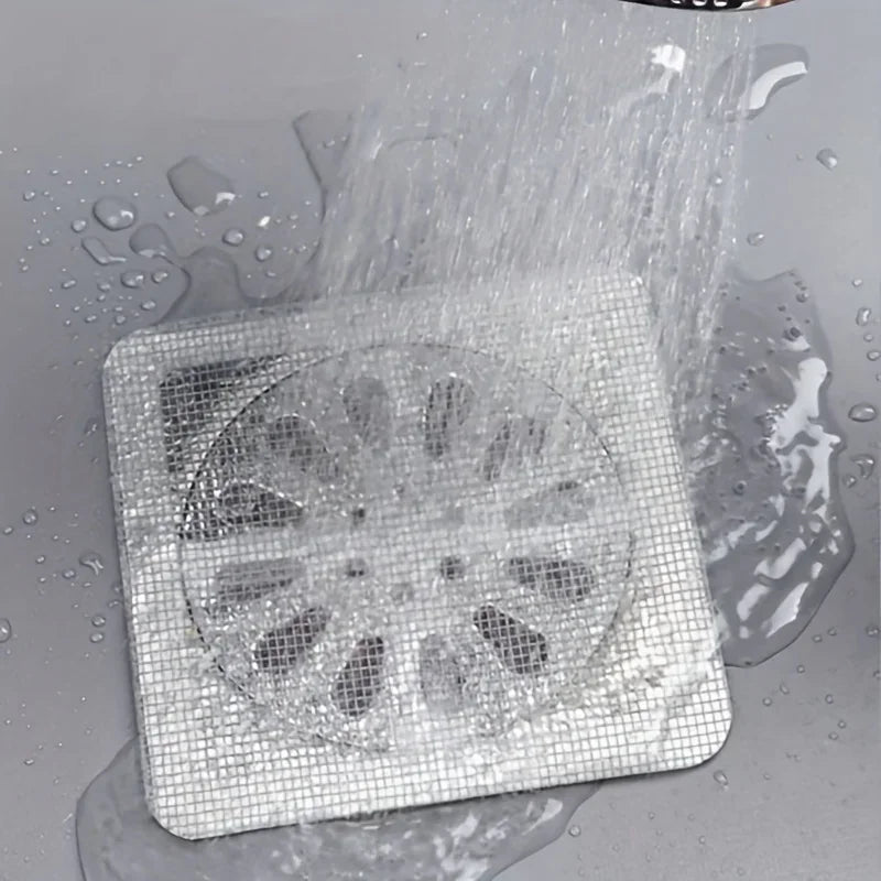Veltora disposable shower drain hair catcher and sink strainer mesh filter stickers, 5-20 pieces for bathroom drain protection.