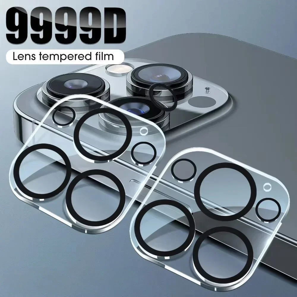 Veltora black tempered glass camera lens protector for iPhone 13 to 18 Pro Max, 1-5 pack, protects camera lens from scratches and damage.
