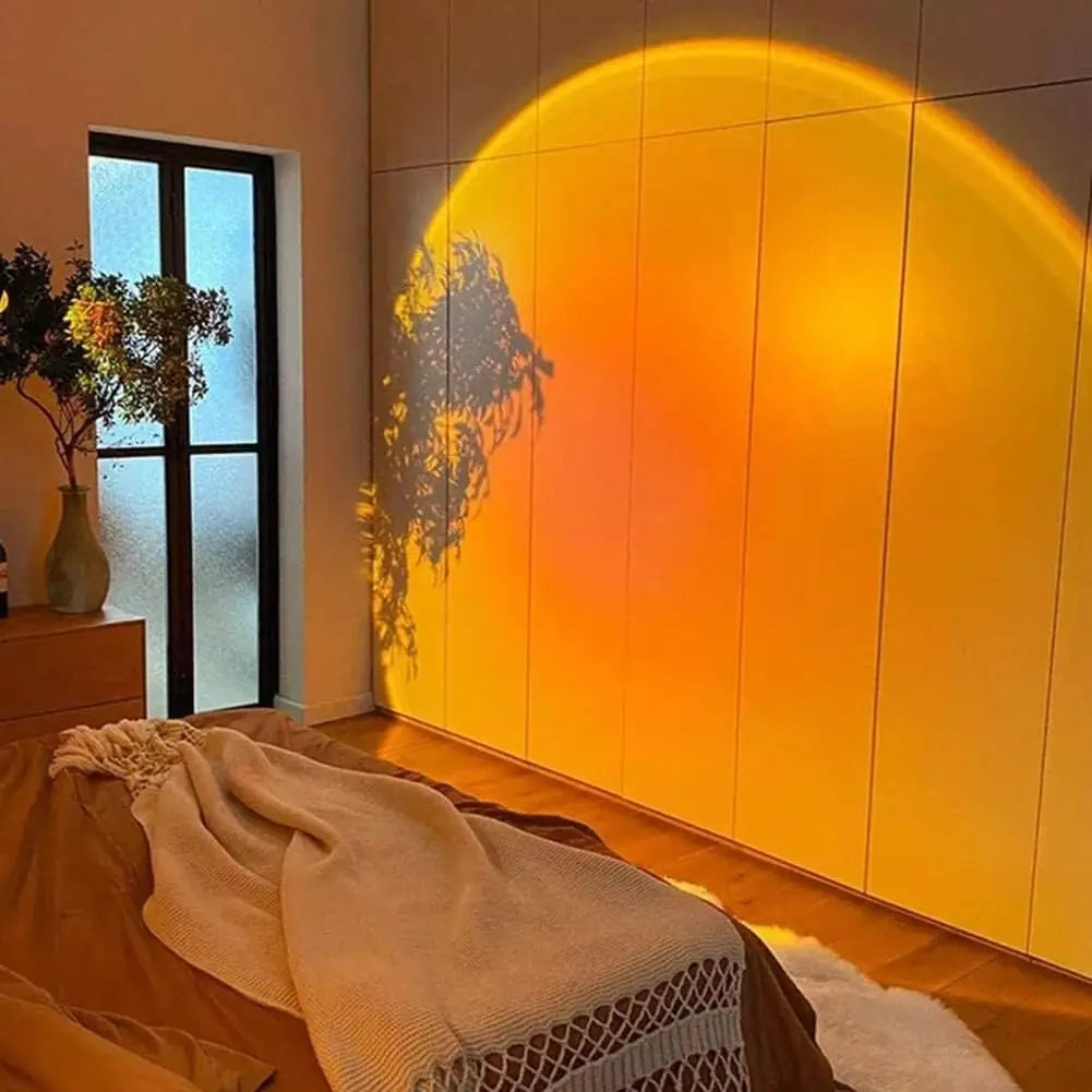 Veltora Sunset Projection Lamp with USB, rotating multi-angle home decoration lamp for living room and bedroom ambiance.