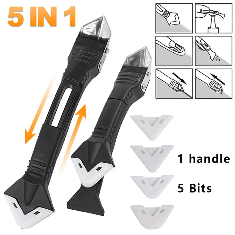 Veltora 5-in-1 metal head shovel glue tool kit with silicone spatula, caulk remover, grout remover, sealant finishing, and corner scraper