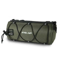 Veltora waterproof MTB handlebar bag with multiple compartments, mounted on a bicycle frame for outdoor cycling excursions.
