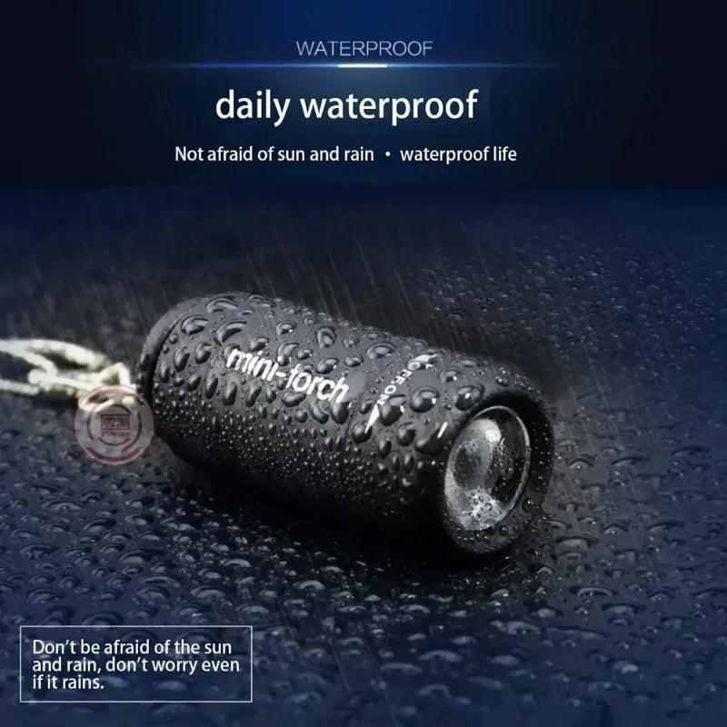 Veltora waterproof pocket keychain flashlight with LED light, compact for outdoor hiking, camping, and USB rechargeable use