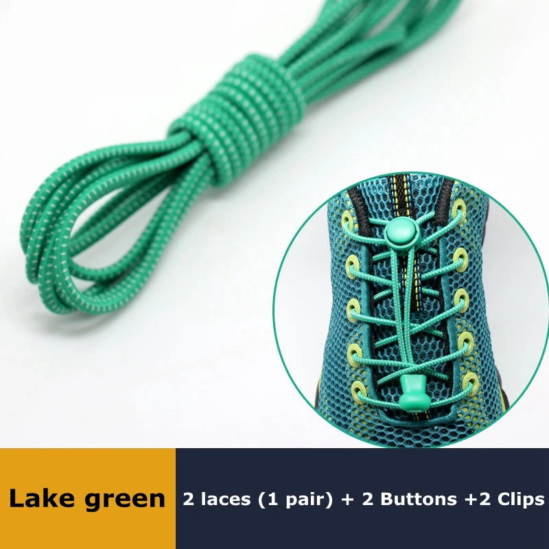 Veltora elastic no-tie sneaker shoelaces with locking mechanism, stretchable rubber round shoe strings for easy, secure fit.