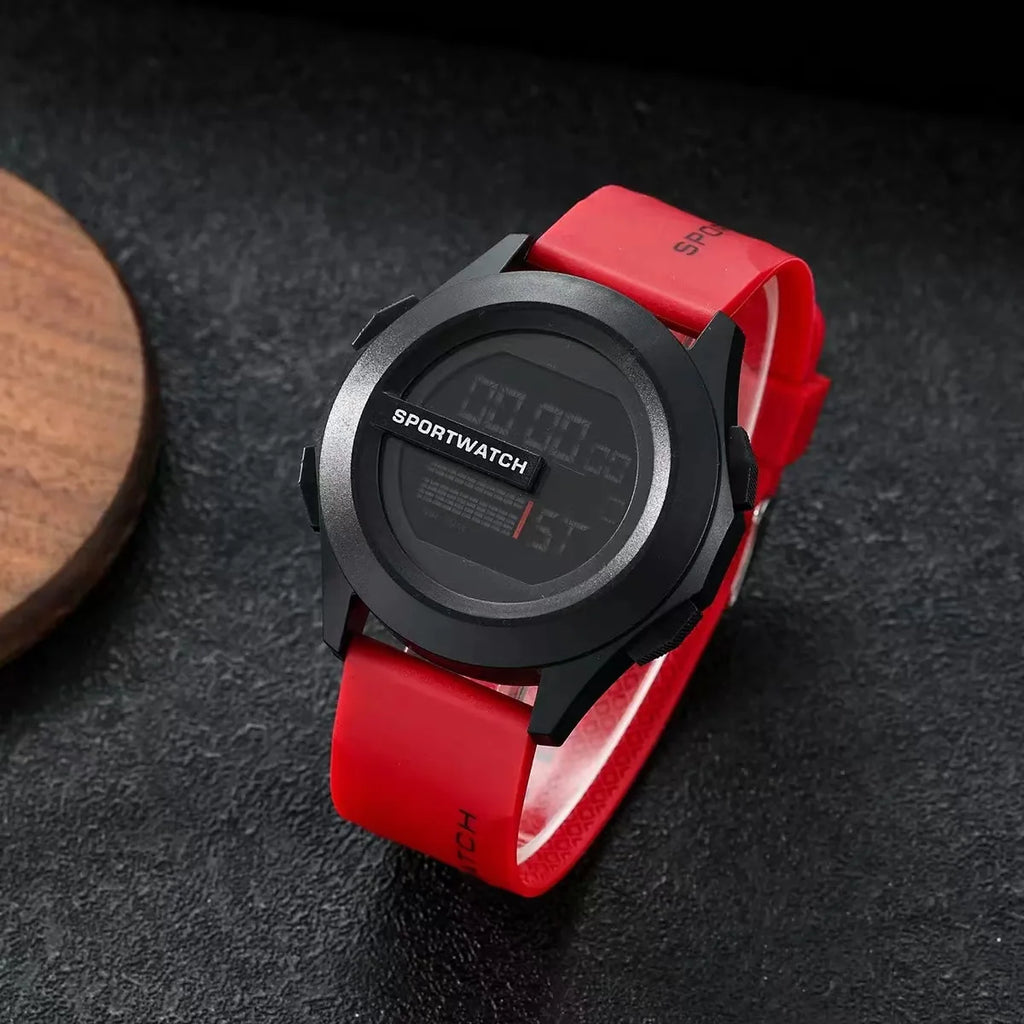 Veltora men's waterproof digital sports watch with LED display, alarm, and multifunction fitness features showing on the electronic watch face.