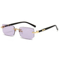 Veltora rimless rectangular sunglasses for women and men with small square lenses, perfect for summer travel and fashion.
