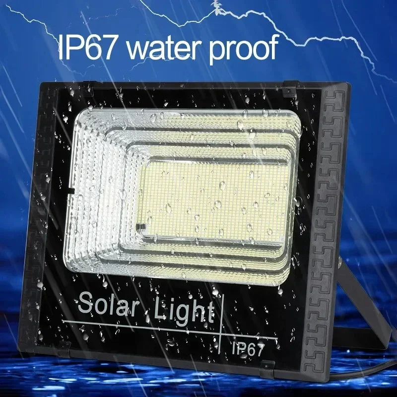 Veltora JVEE 30W solar flood light with remote control, waterproof IP67 outdoor spotlight, adjustable angle for villa or street lighting