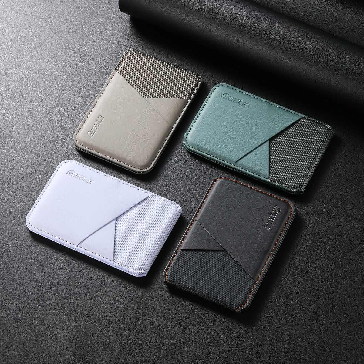 Veltora luxury leather wallet card holder bag for iPhone and Samsung Galaxy MagSafe accessories with slim geometric design