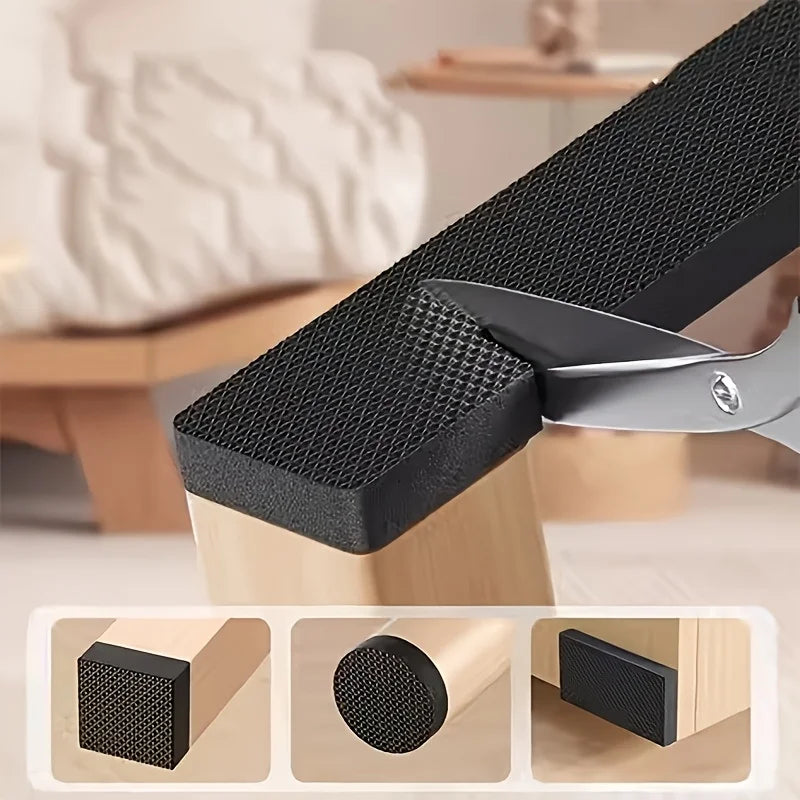 Veltora black chair foot pads on a roll, thick anti-slip noise reducers and wear-resistant furniture protectors for tables and chairs