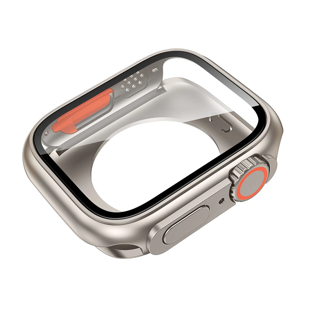 Veltora Apple Watch screen protector cover for 40mm to 45mm models, featuring front and rear bumper case in clear plastic.