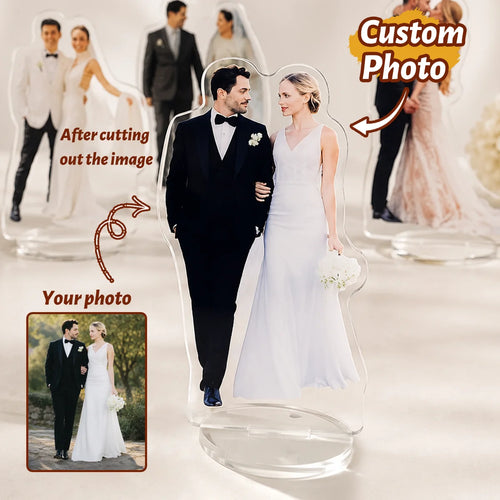 Veltora 1/2/5Pcs custom acrylic wedding human desktop standee personalized character standees on a table