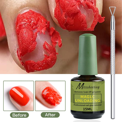 Veltora Nail Magic Remover set with remover tool for quick, gentle removal of gel and poly nail gel from natural nails.
