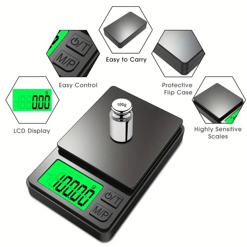 Veltora Precision Pocket Scale 1000g x 0.1g with backlit LCD, digital mini scale for food, jewelry, ounces, and grains, portable design
