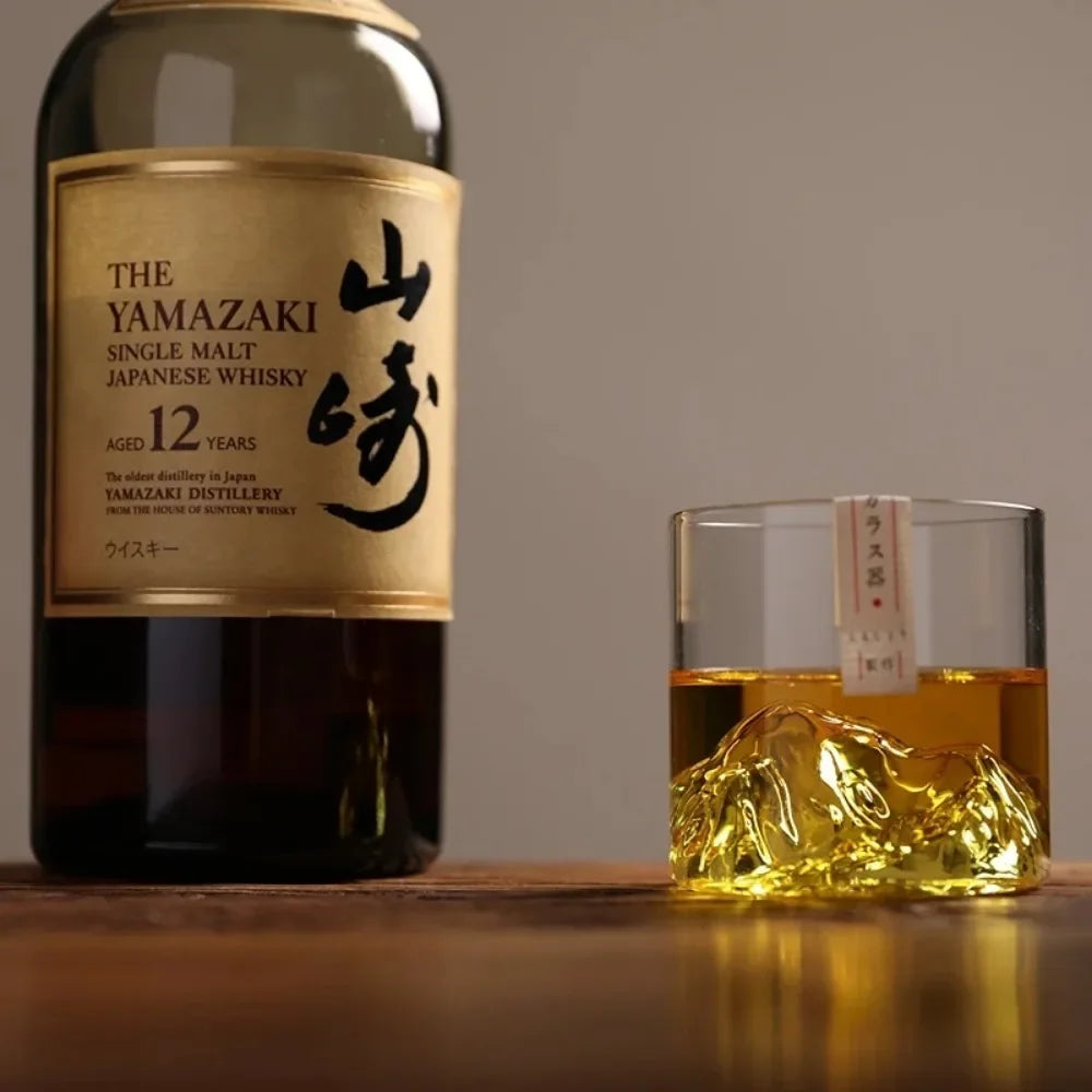 Veltora 5 oz 3D Guanshan whiskey glass set with clear crystal design, ideal for whiskey, cognac, and cocktails.