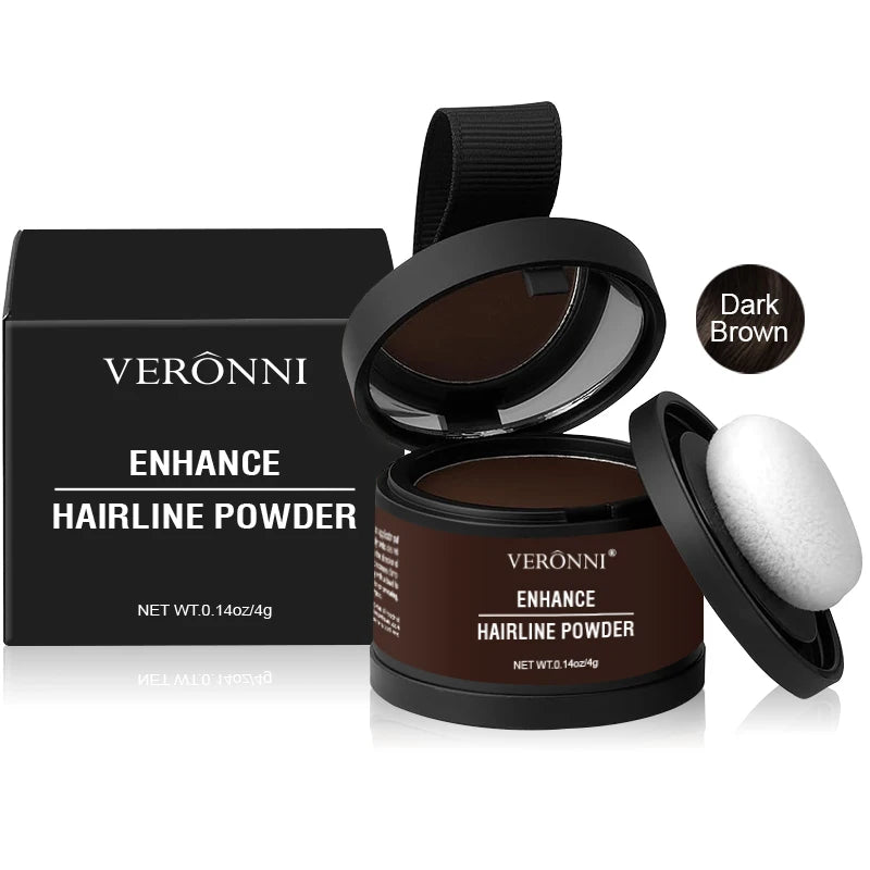 Veltora 14-color hair line powder in black root up shade, waterproof concealer for natural hairline repair and coverage.