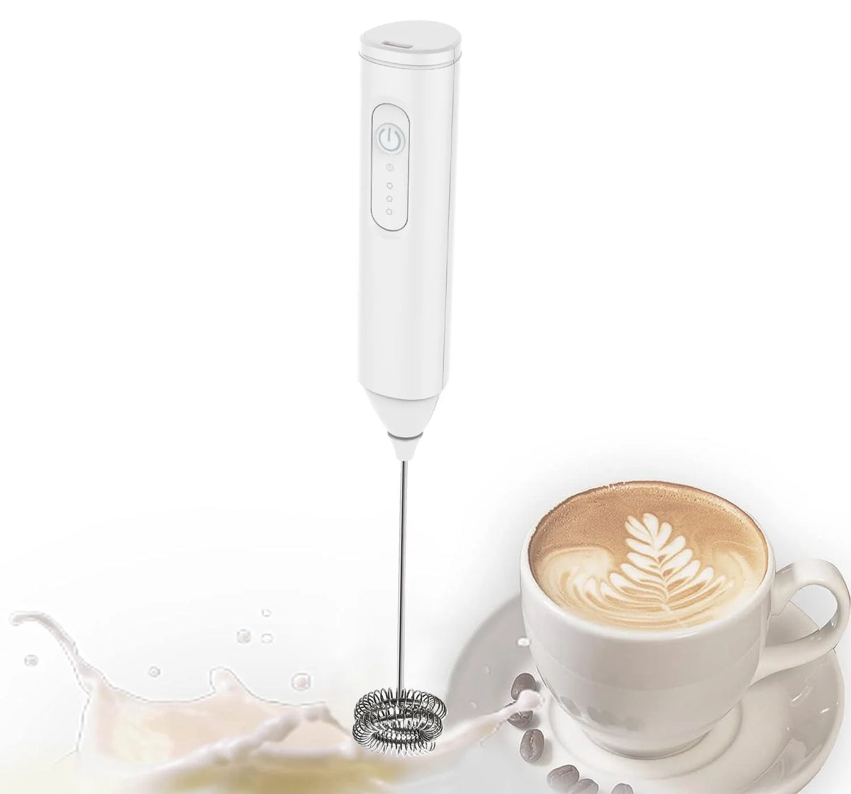 Veltora MINI USB rechargeable milk frother with three speed settings, electric handle blender for coffee and egg mixing.