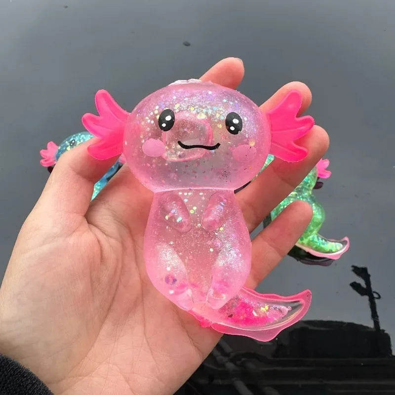 Colorful Veltora salamander fidget toy, squishy and stretchy maltose-themed axolotl for stress relief and sensory fun.