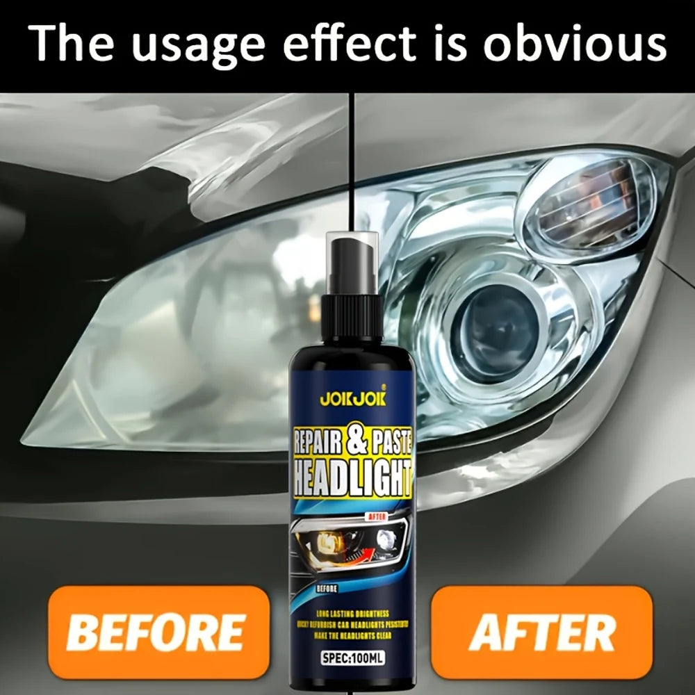 Veltora 100ml car headlight restoration spray bottle with clear liquid for repairing and polishing automotive headlights.