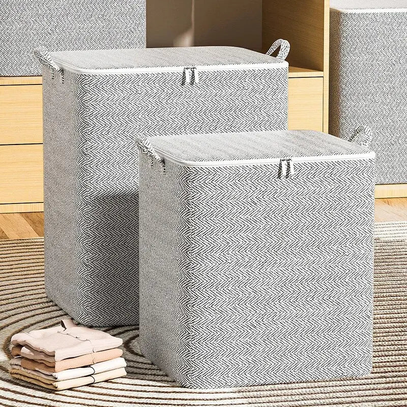 Veltora large capacity non-woven storage bag with handles, used for organizing quilts, clothes, or toys in closet or wardrobe.