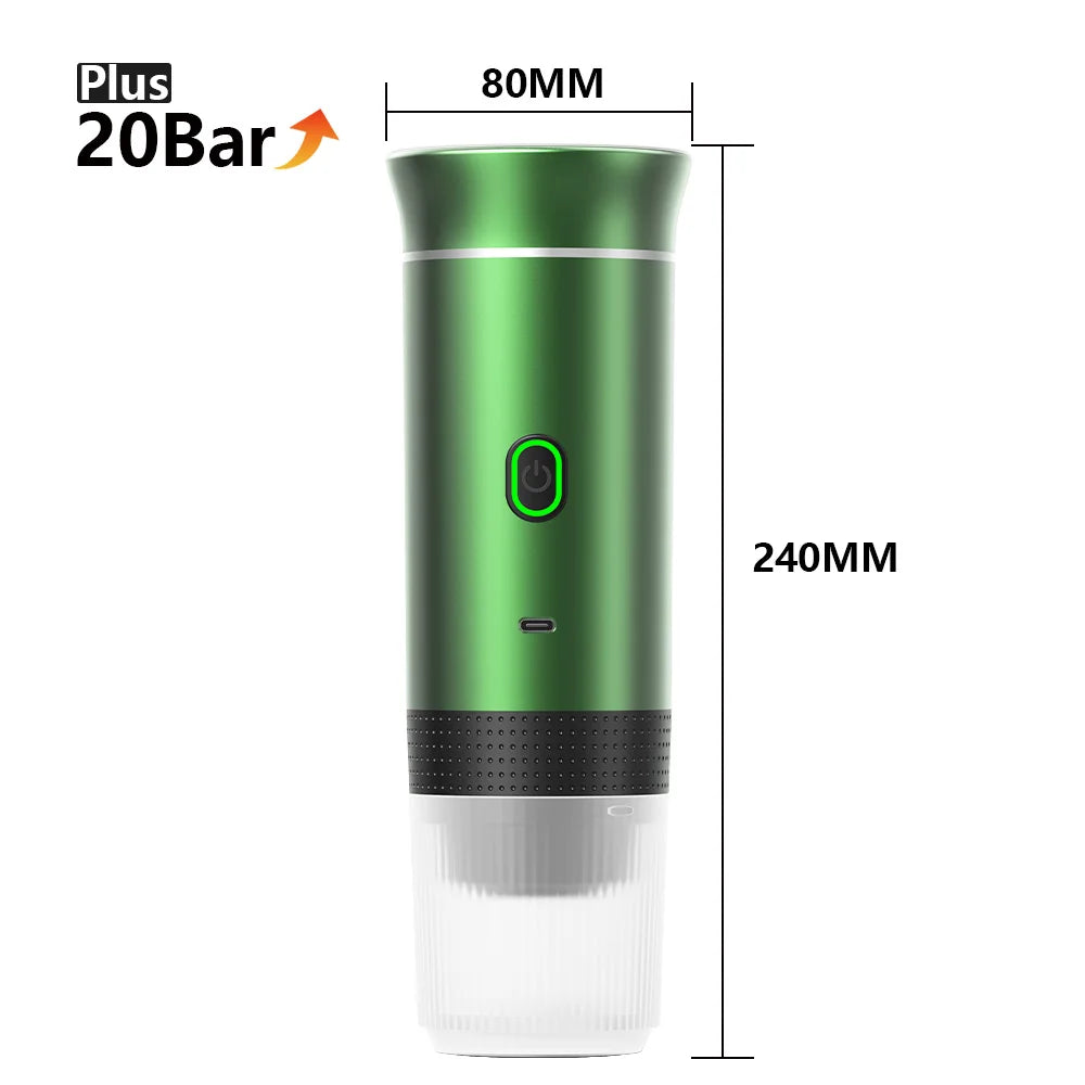 Veltora wireless electric portable espresso coffee machine for car, home, and camping, with capsule and powder brewing options