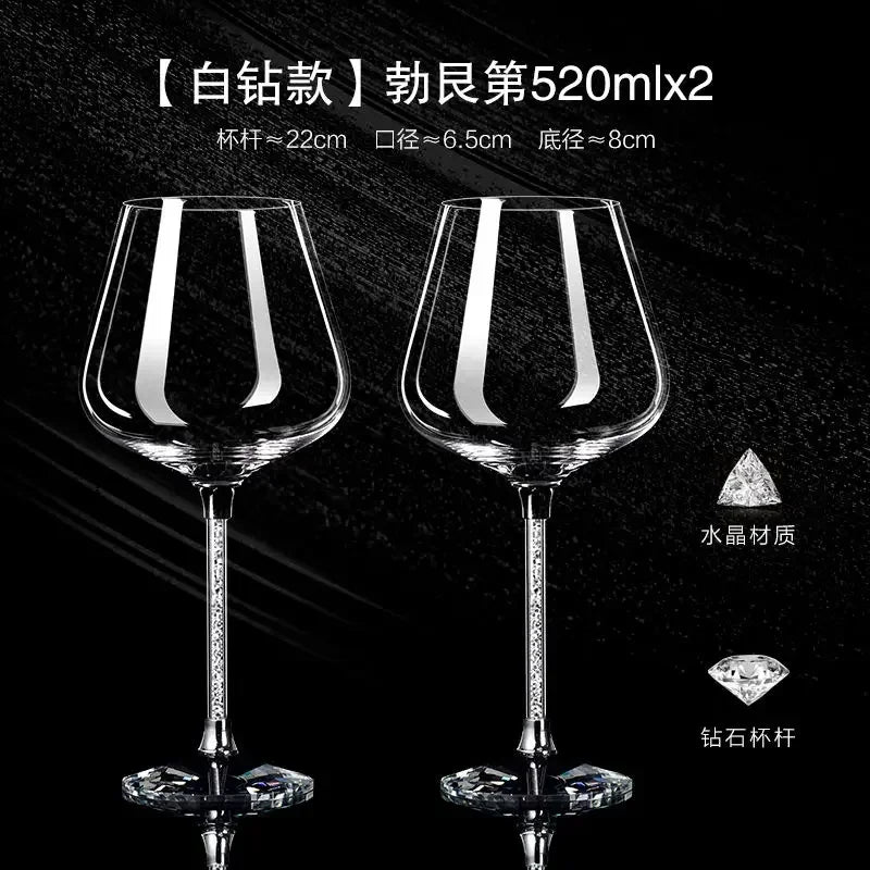 Two Veltora luxury crystal red wine glasses with tall, elegant champagne flute design, perfect for parties and special occasions.