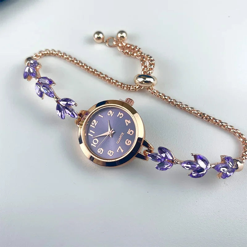 Veltora women's luxury quartz watch with rhinestone bracelet, elegant design, suitable as a gift for girls and women.